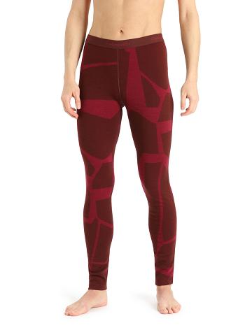 Espresso / Cherry Icebreaker Merino 250 Vertex Thermal Fractured Landscapes Women's Leggings | AU 1541OKIR